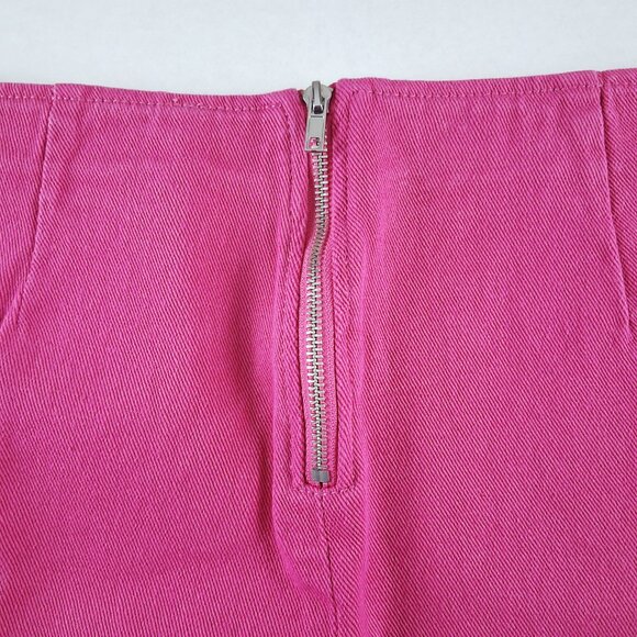 PrettyLittleThing Micro Mini Denim Skirt Women's Size 8 Pink Exposed Zipper - Picture 5 of 8